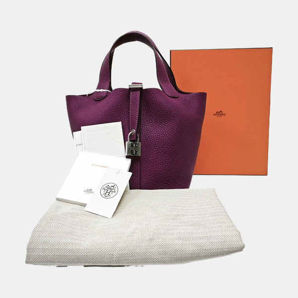 Authenticated pre-owned  Picotin Lock Clemence Purple - Top Handle Bag at Looply