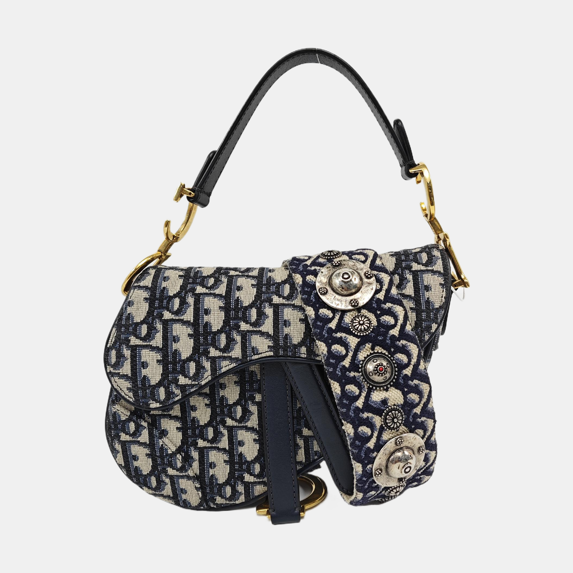 Saddle Mini Oblique Canvas Blue