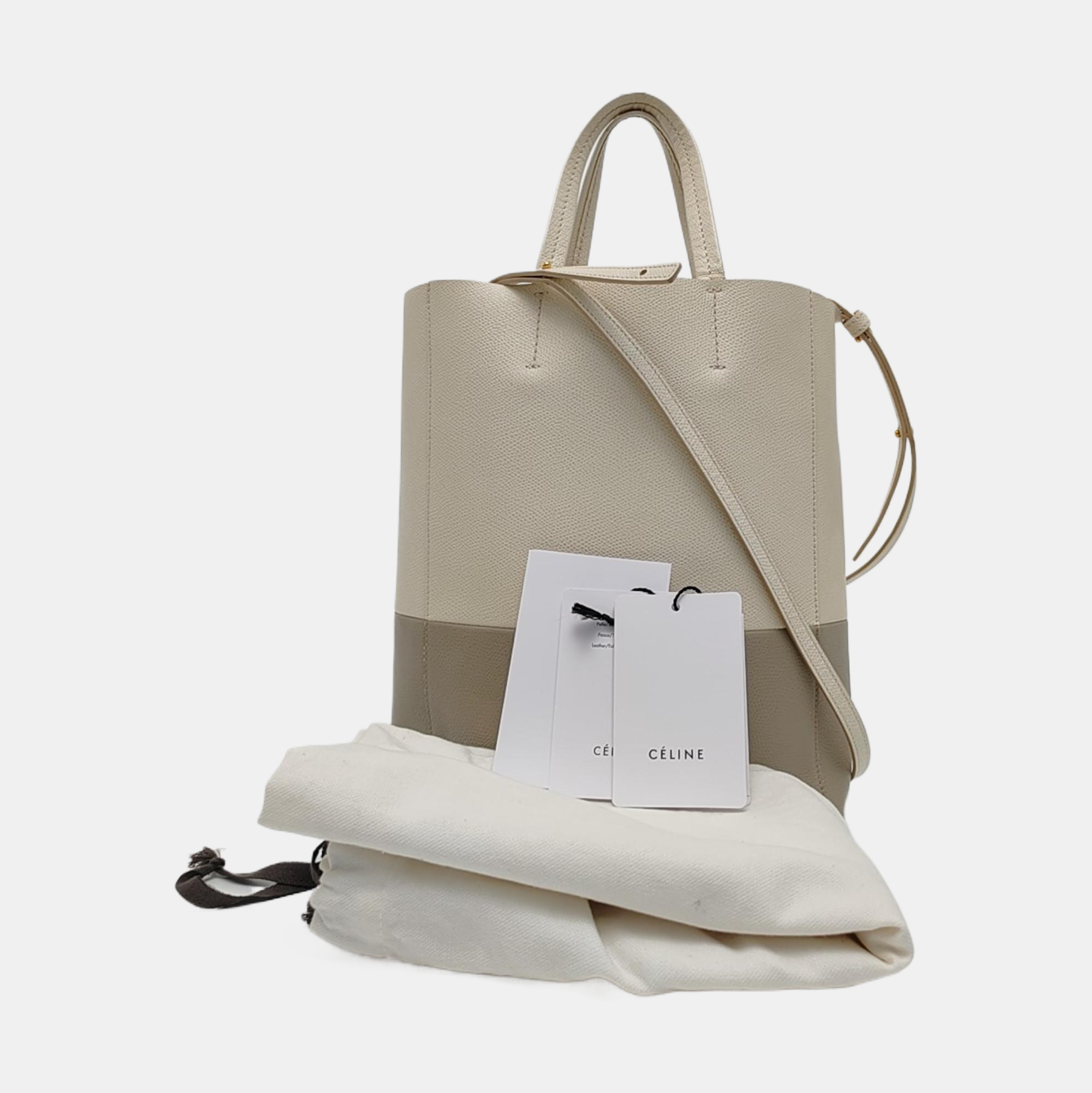 Authenticated pre-owned  VERTICAL CABAS Small Calfskin White - Tote Bag at Looply