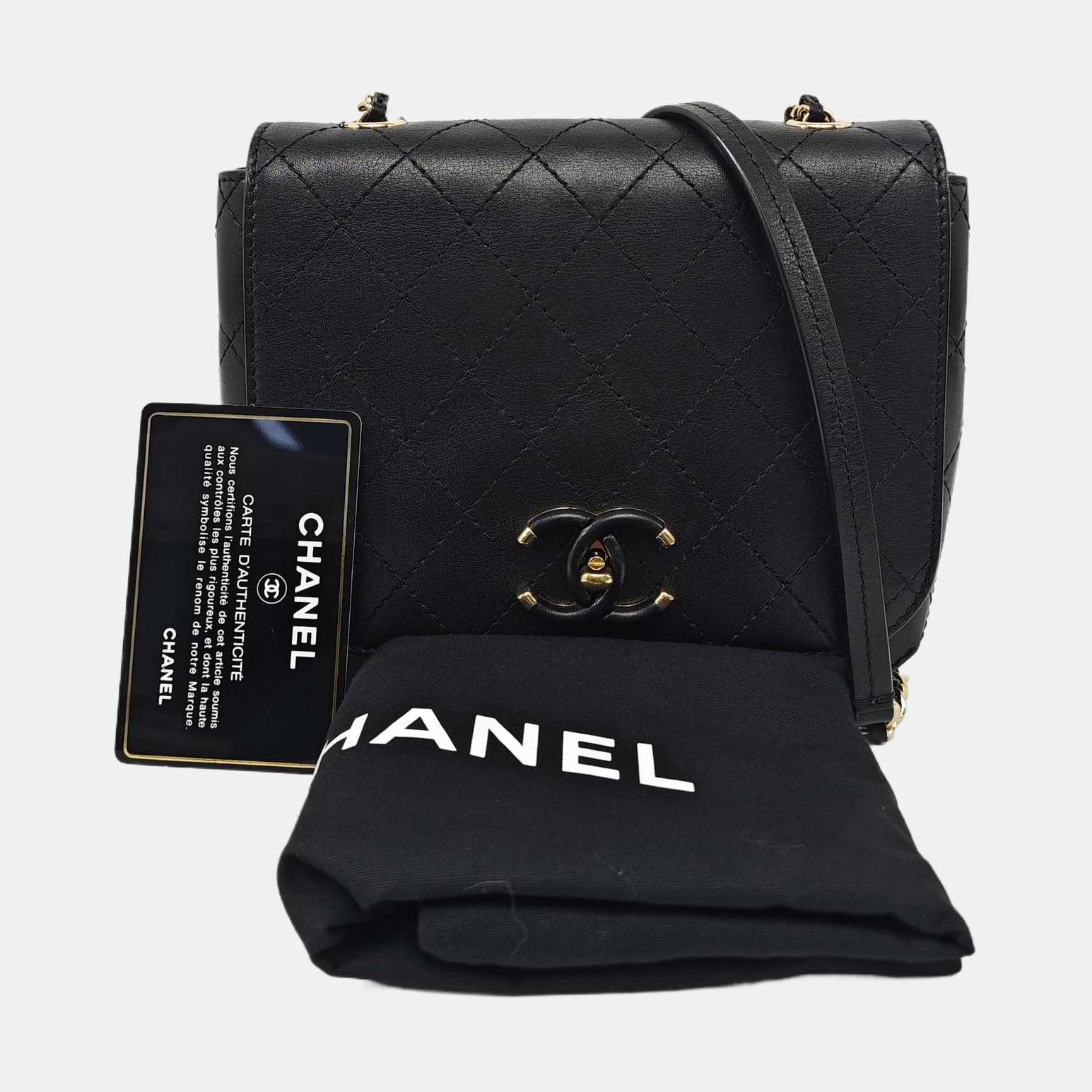 Quilted Calfskin Shoulder Bag Black