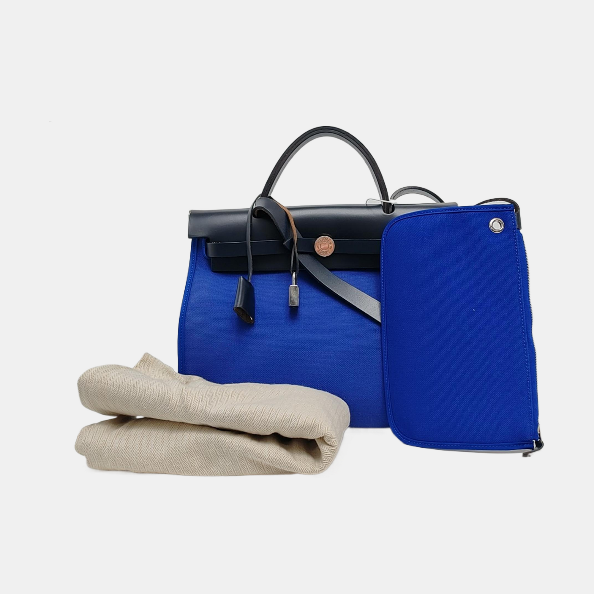 Authenticated pre-owned  Herbag 31 Canvas Blue - Shoulder Bag at Looply