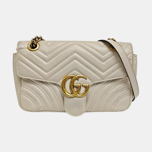 GG Marmont Medium Quilted Calfskin White
