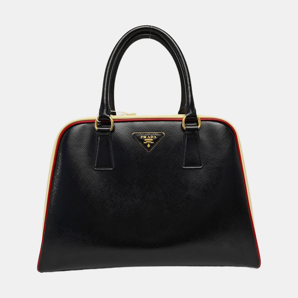 Saffiano Calfskin Top Handle Bag Black