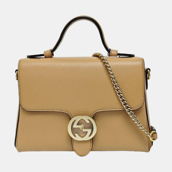 Interlocking G Large Calfskin Beige