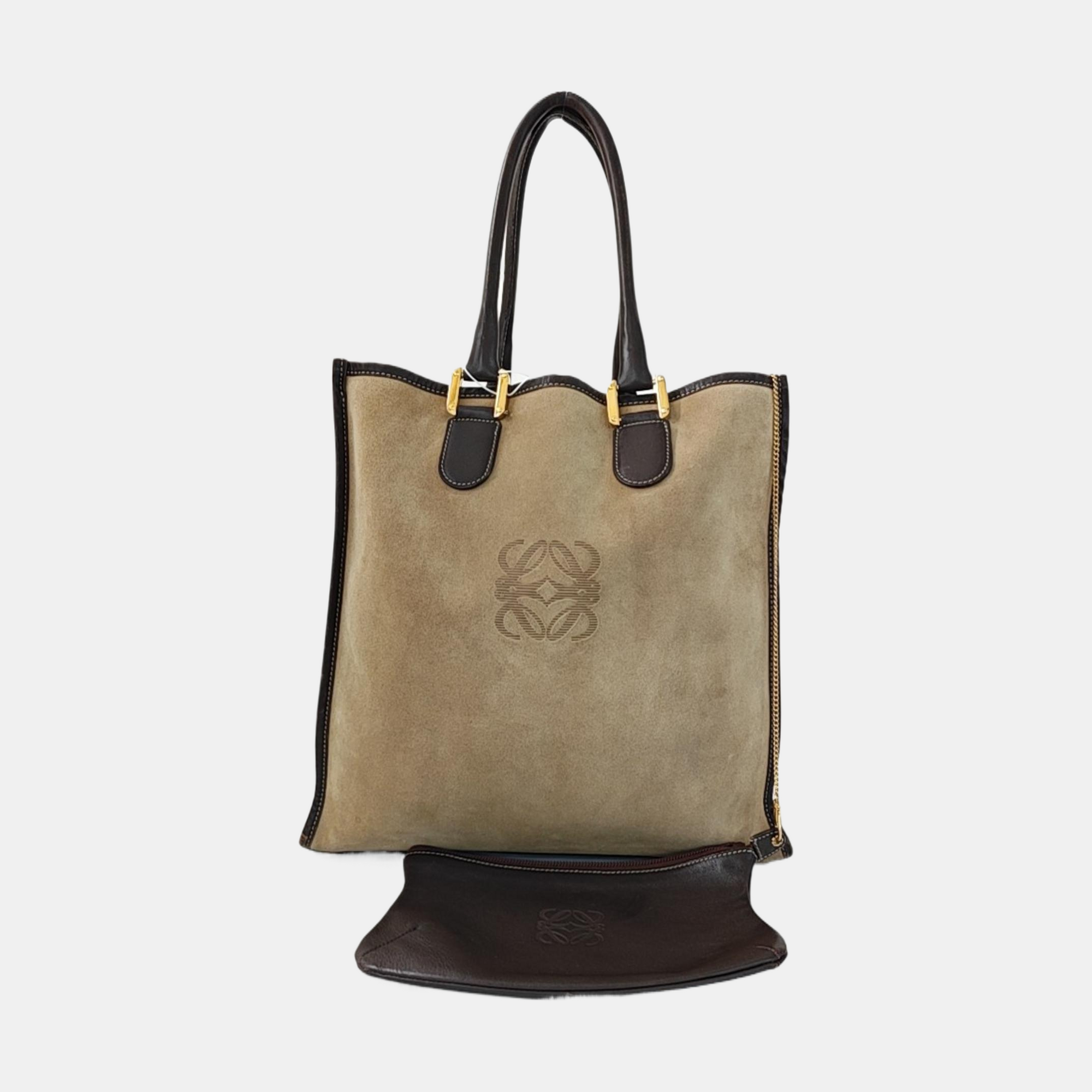 Suede Tote Bag Brown