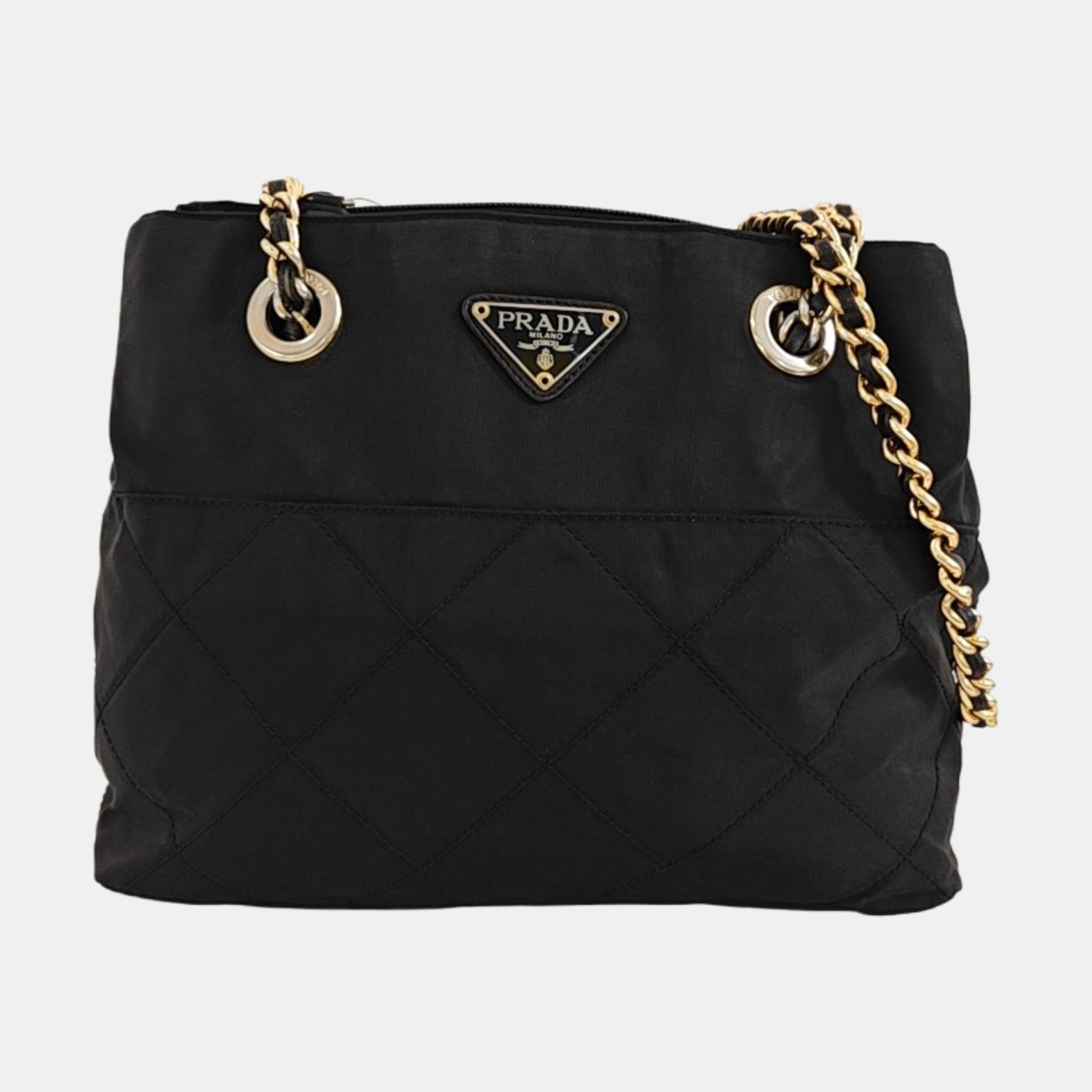 Quilted Nylon Tote Bag Black