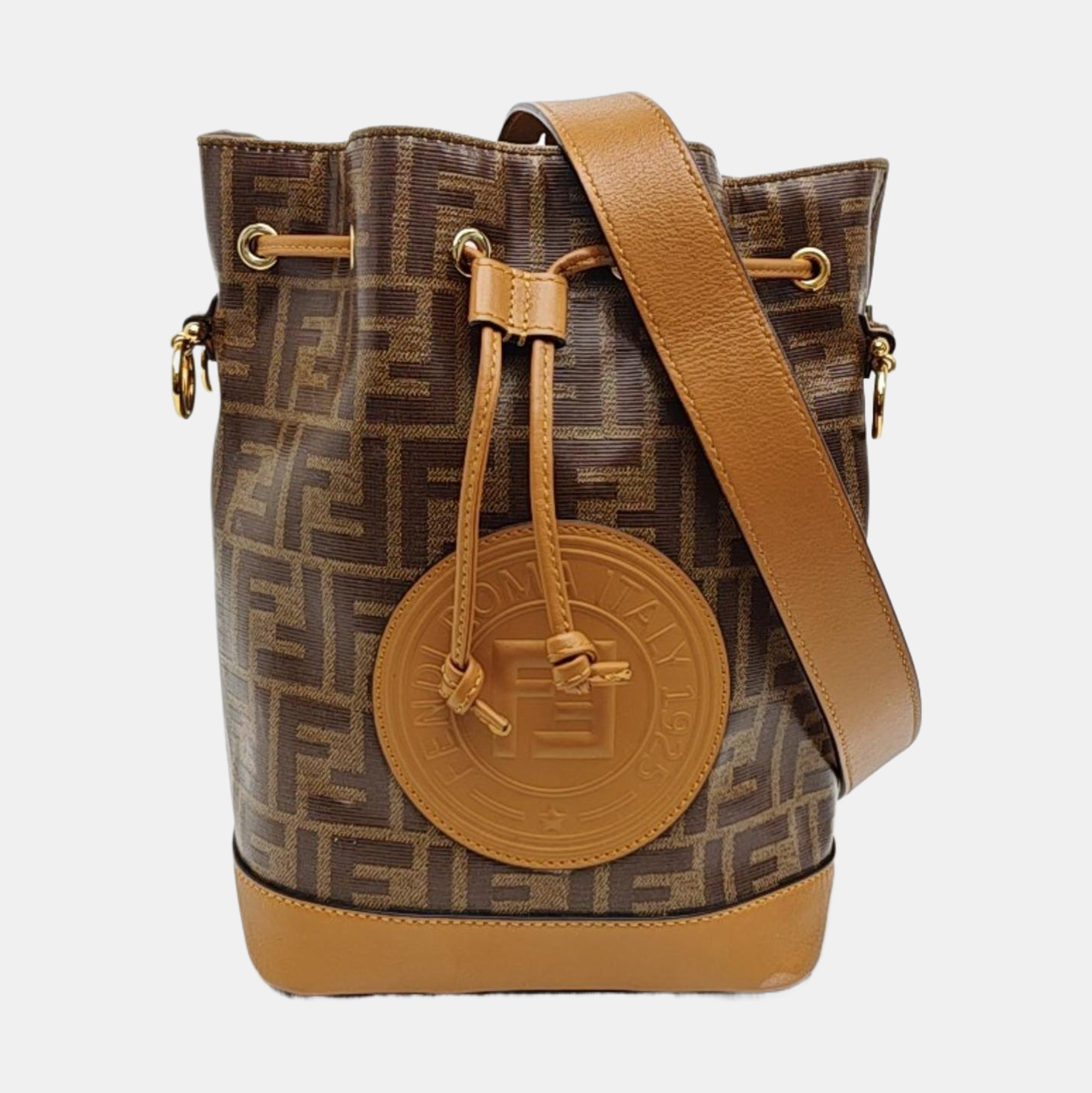 Coated Canvas Bucket Bag Brown