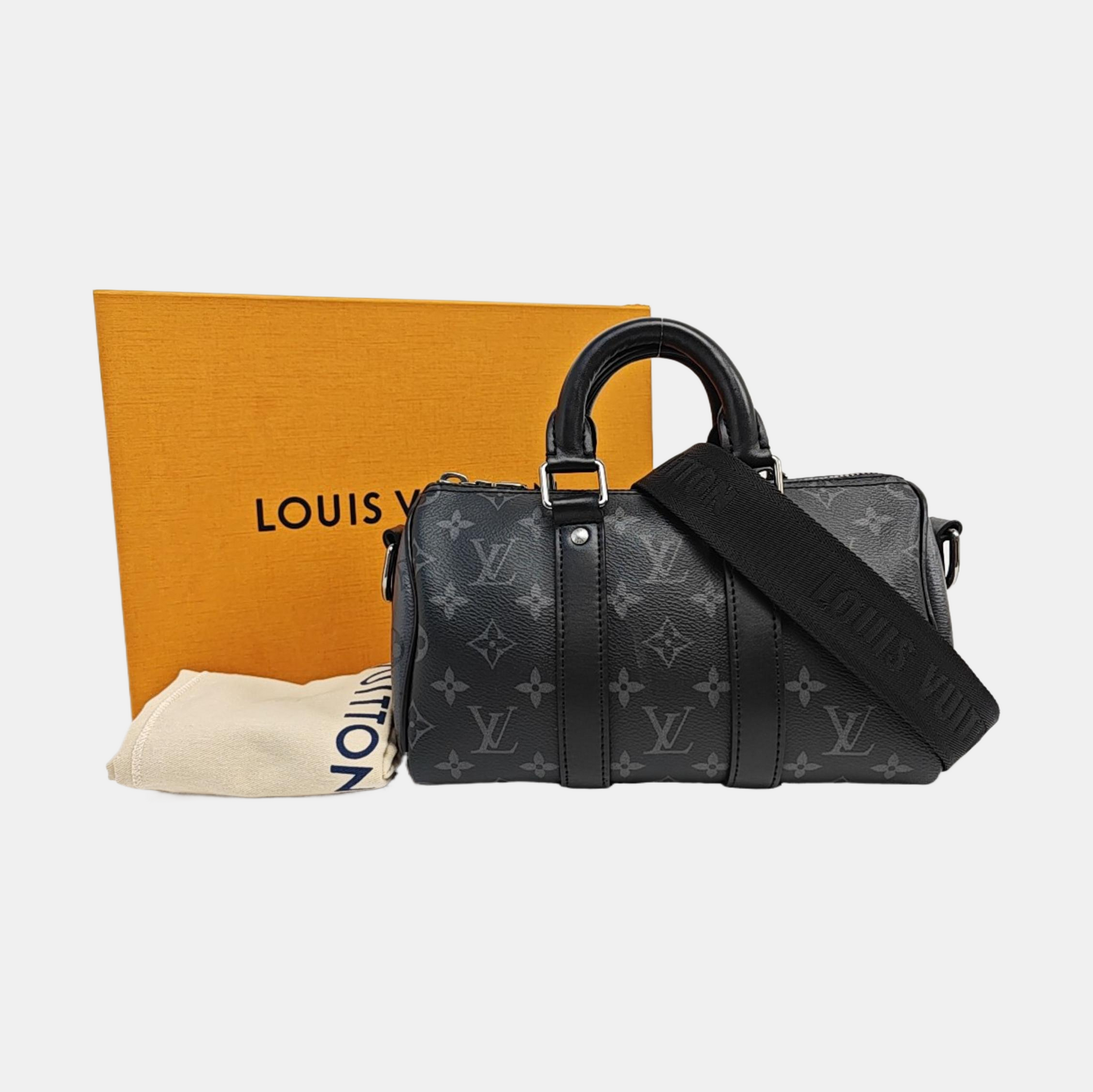 KEEPALL 25 Monogram Coated Canvas Black