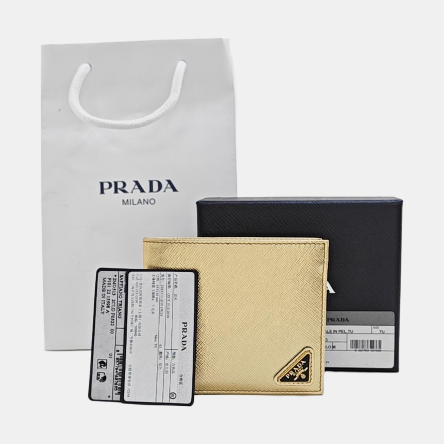 Saffiano Calfskin Wallet Gold