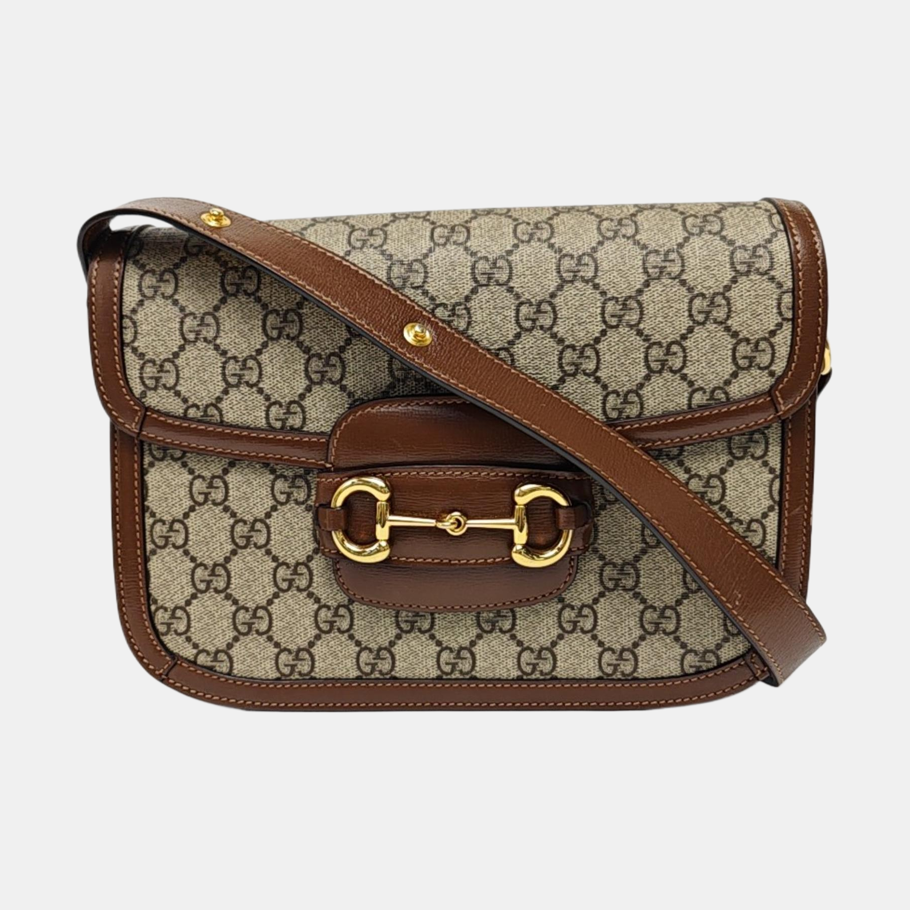 Horsebit 1955 Medium Monogram Coated Canvas Beige