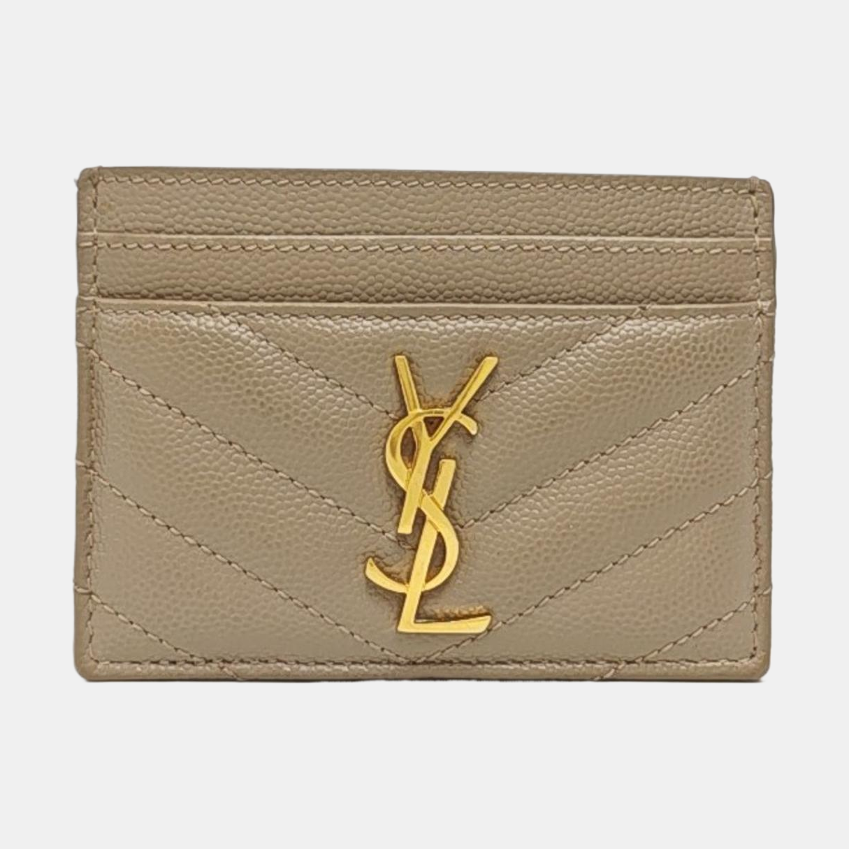 MONOGRAM Chevron Calfskin Beige Card Holder