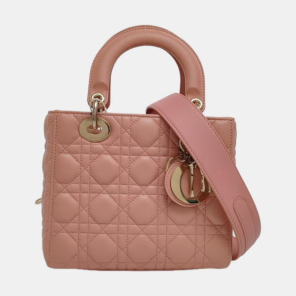 Authenticated pre-owned  Lady Dior Small Cannage Lambskin Pink - Tote Bag at Looply