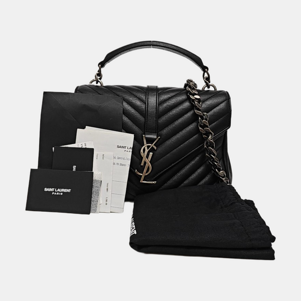 COLLEGE Medium Chevron Lambskin Black