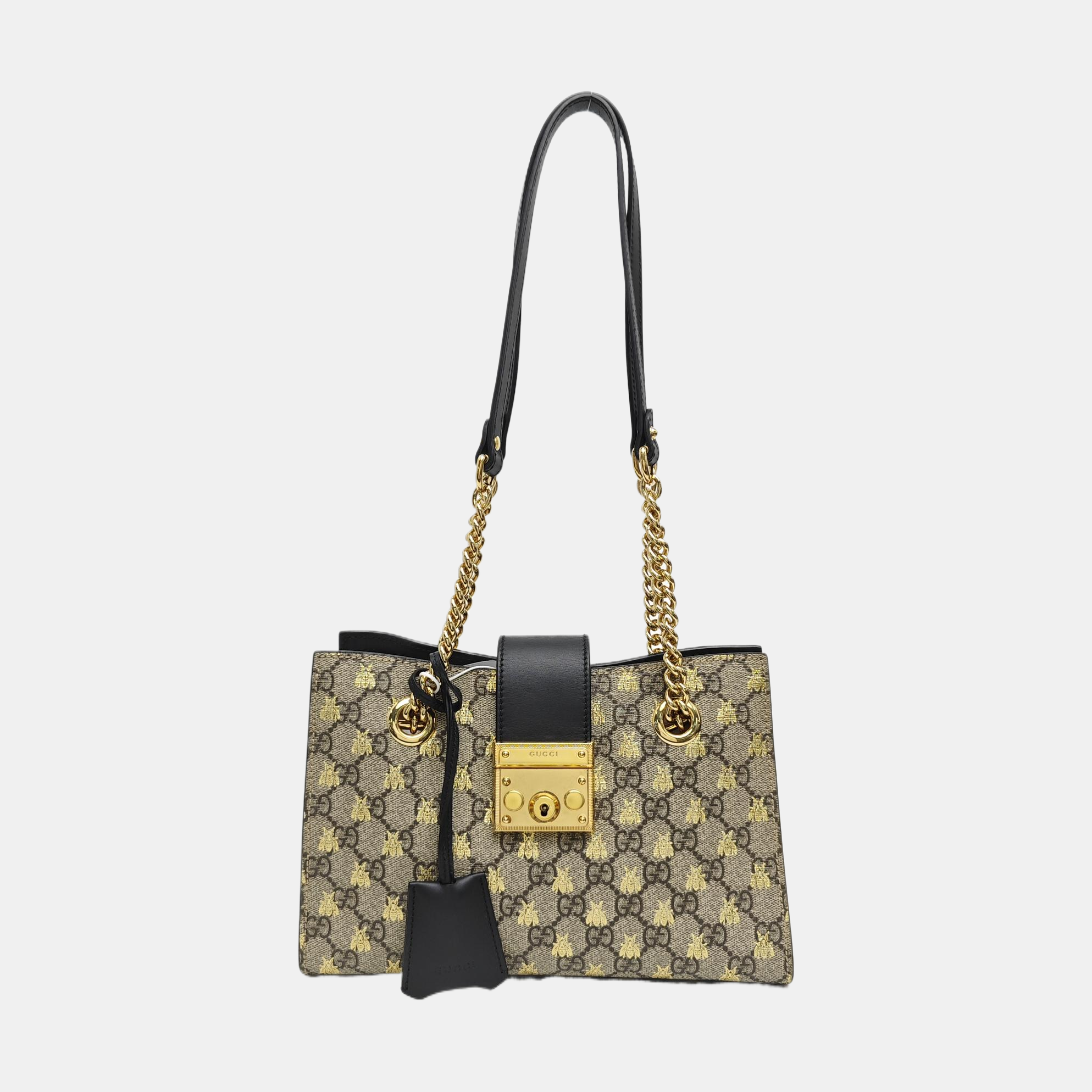 Padlock Small Monogram Coated Canvas Beige