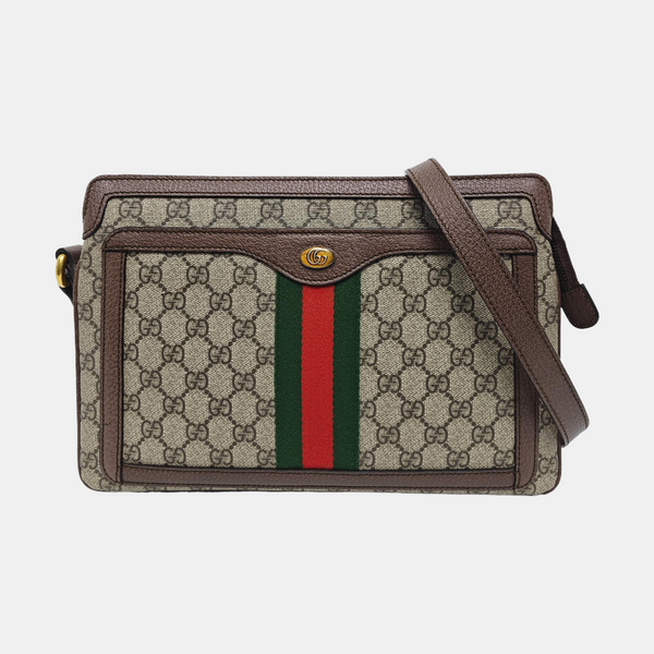 Ophidia Medium Monogram Coated Canvas Beige