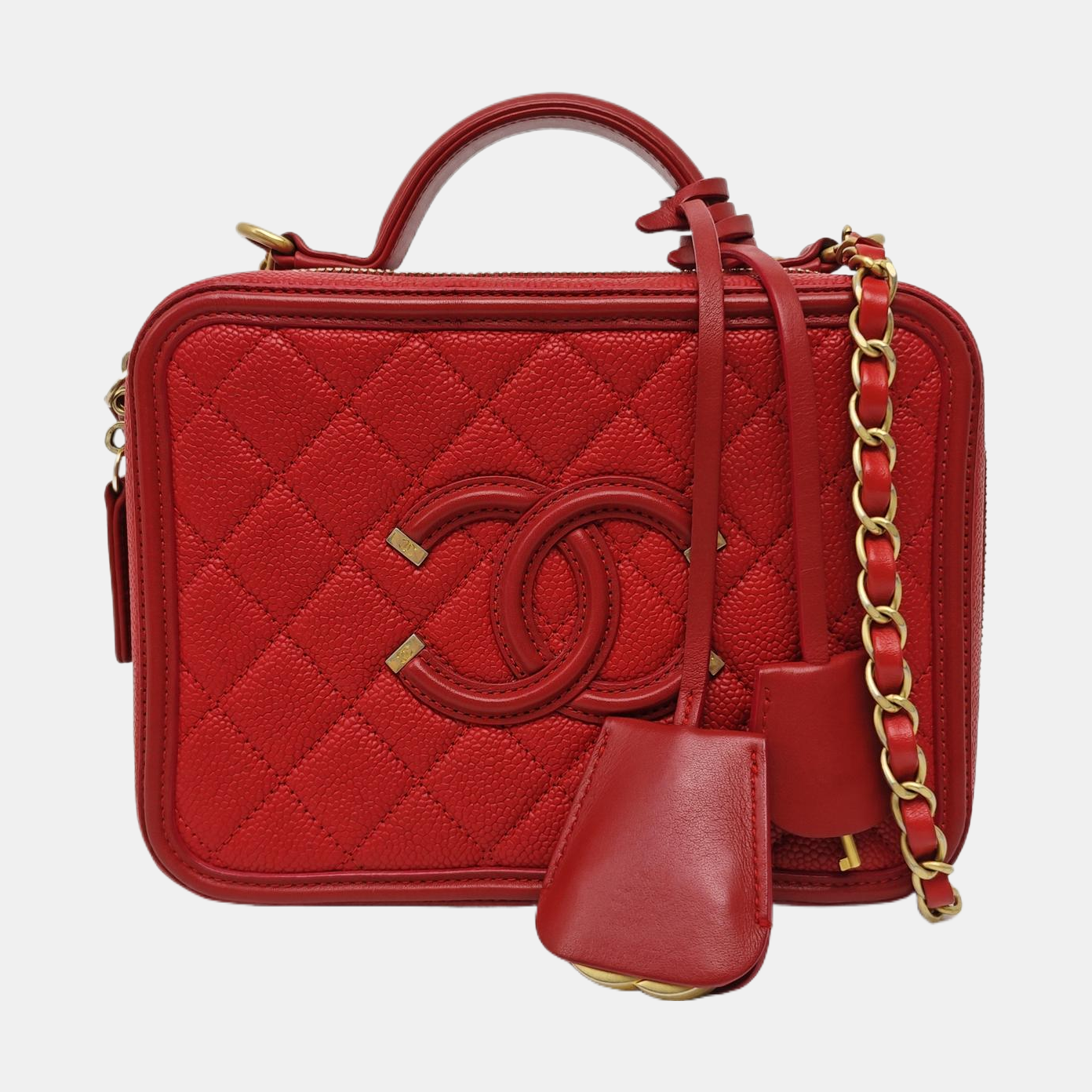 FILIGREE Medium Quilted Grained Calfskin Red