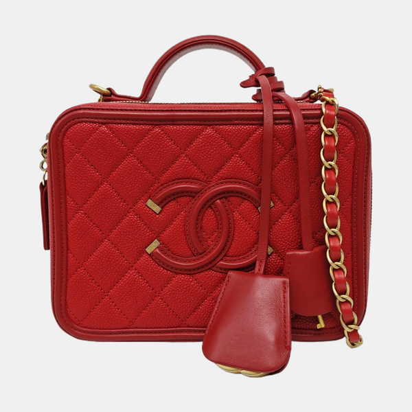 FILIGREE Medium Quilted Grained Calfskin Red