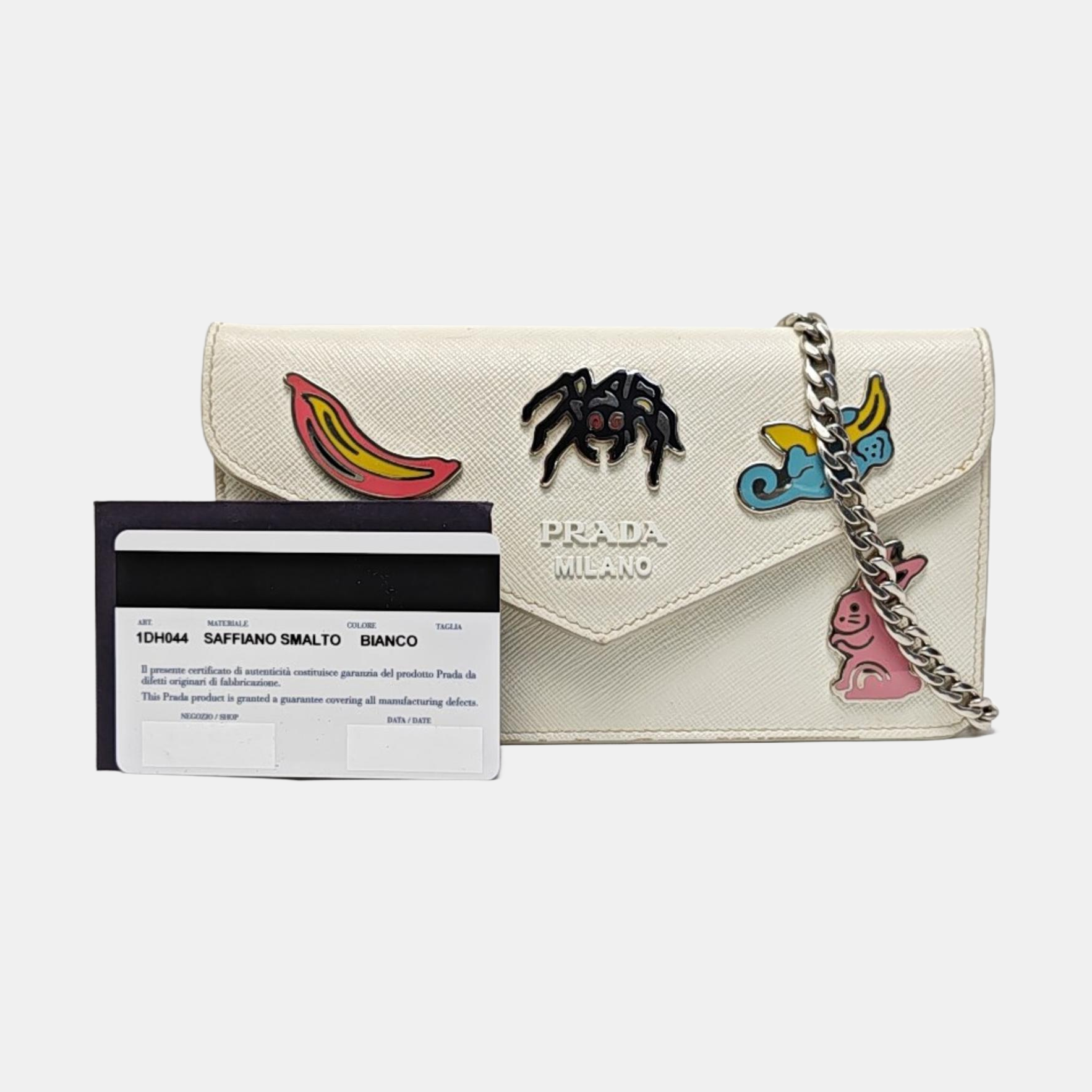 Saffiano Calfskin Shoulder Bag White