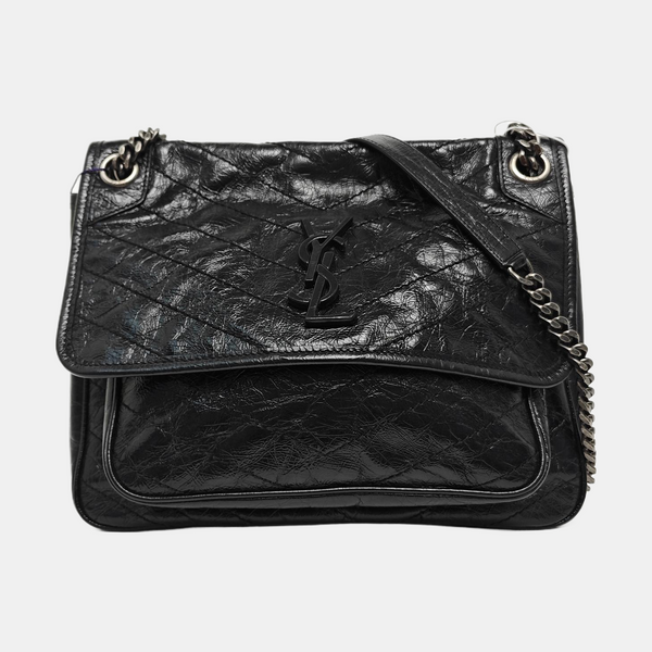 NIKI Medium Chevron Calfskin Black