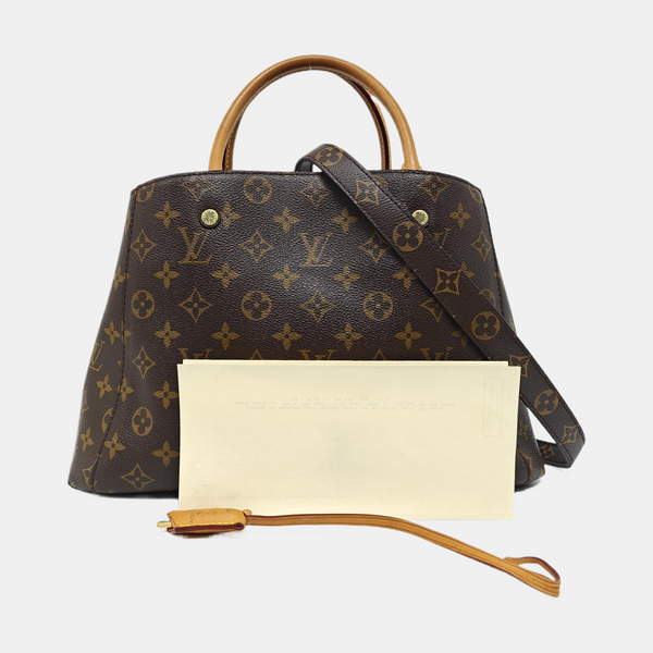 MONTAIGNE MM Monogram Coated Canvas Brown