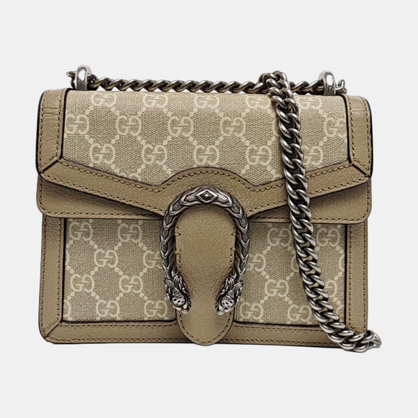 Dionysus Mini Monogram Coated Canvas Beige