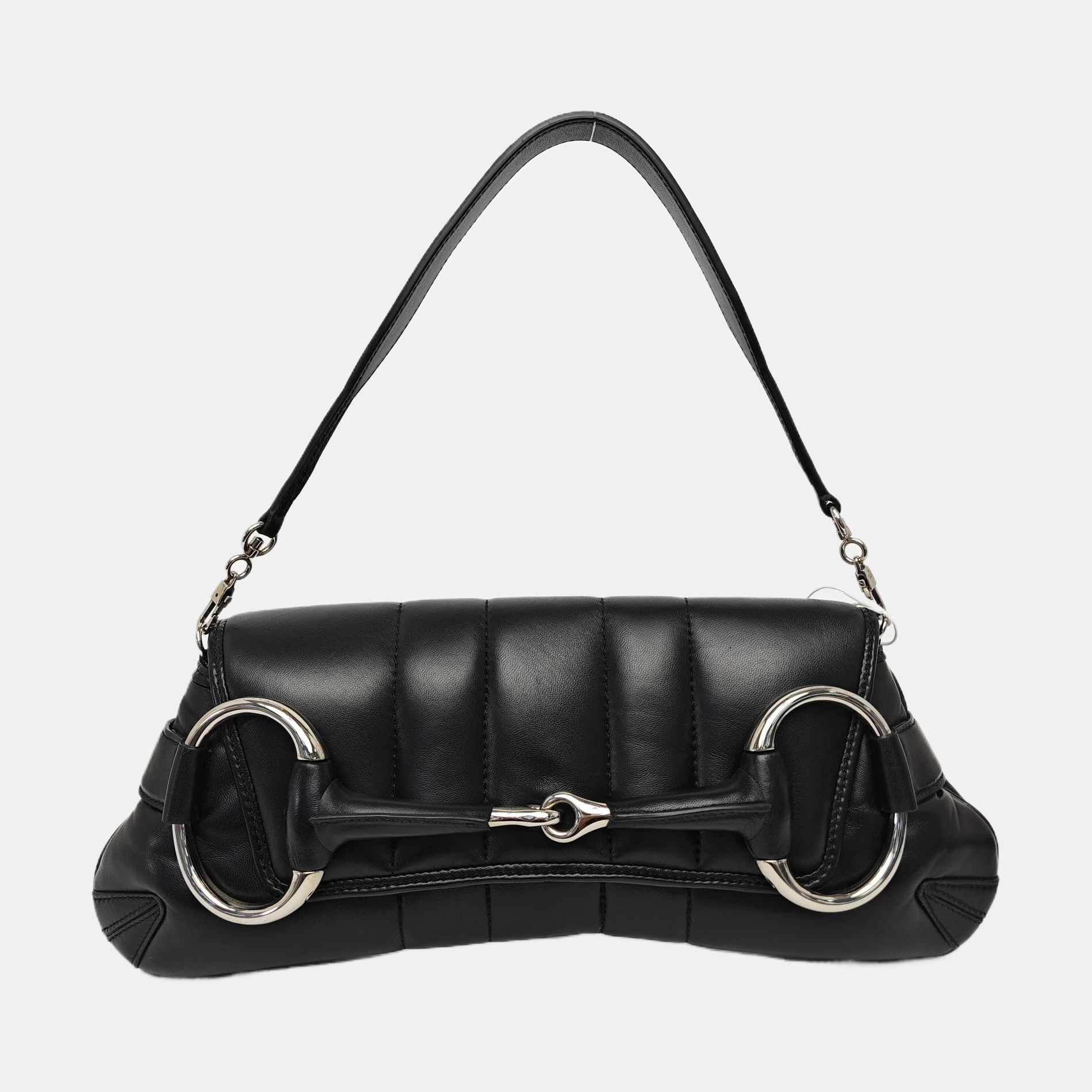 Horsebit Chain Medium Quilted Lambskin Black