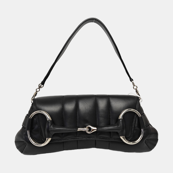 Horsebit Chain Medium Quilted Lambskin Black