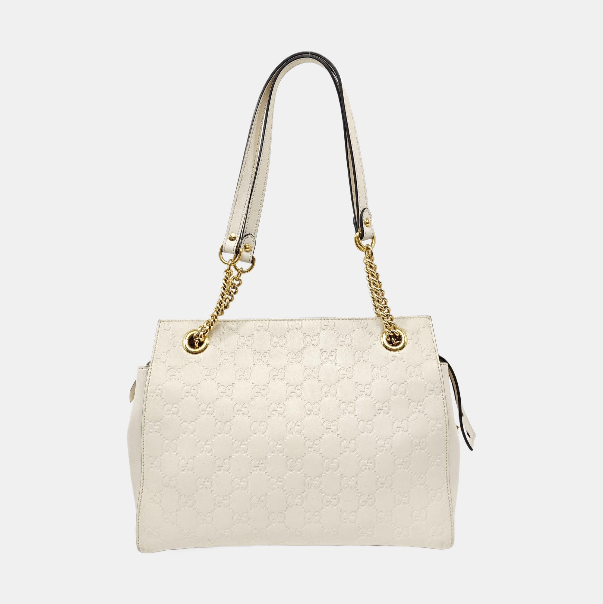 Monogram Calfskin Tote Bag White