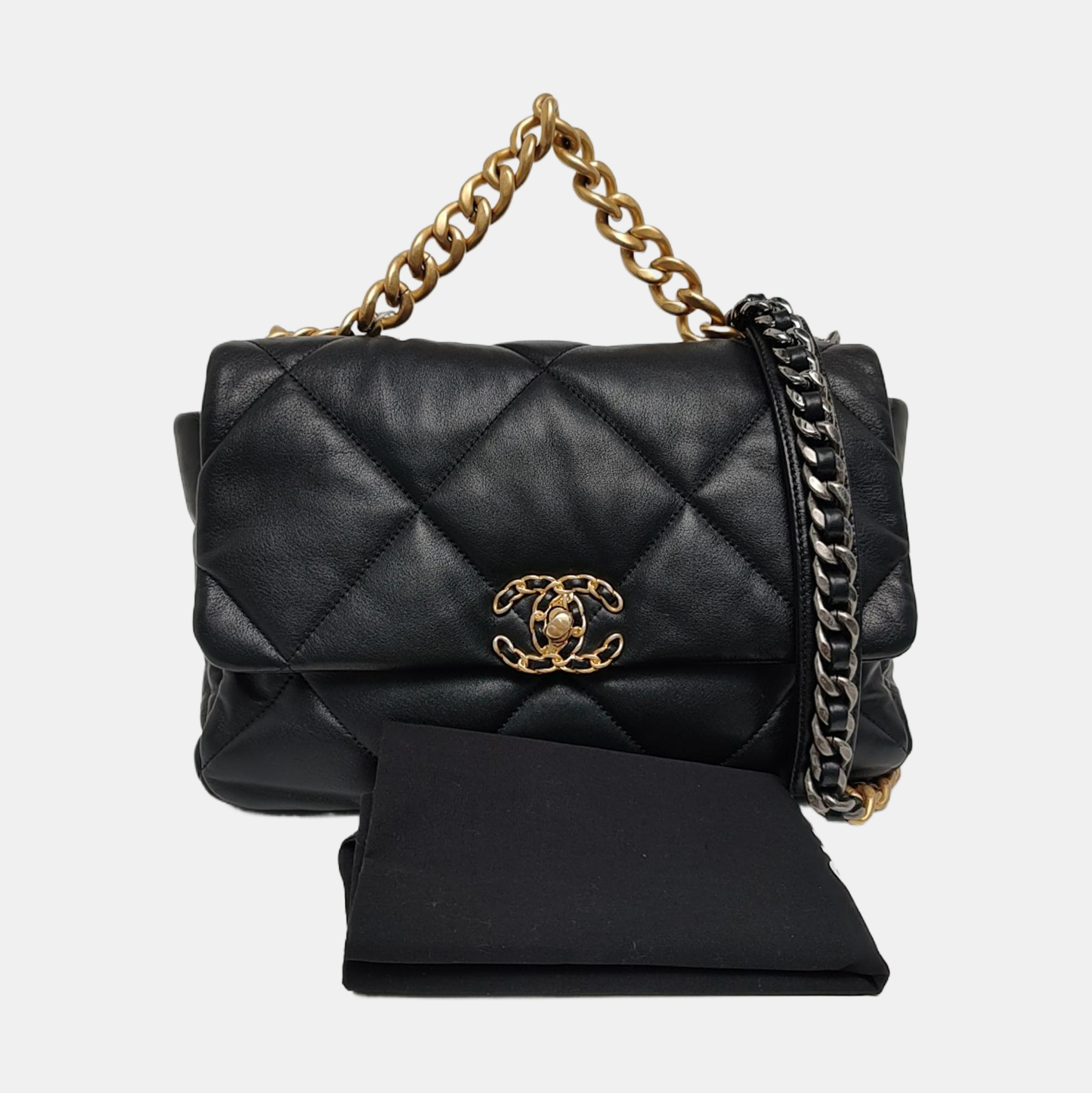 CHANEL 19 Large Quilted Lambskin Black