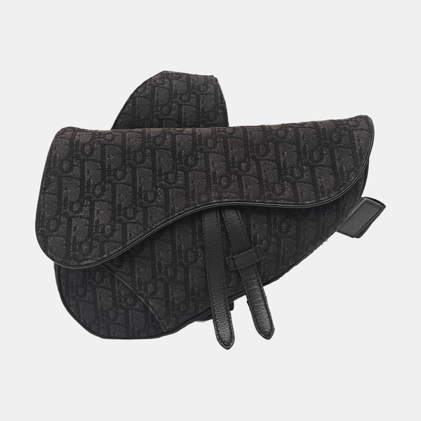 Saddle Medium Oblique Canvas Black