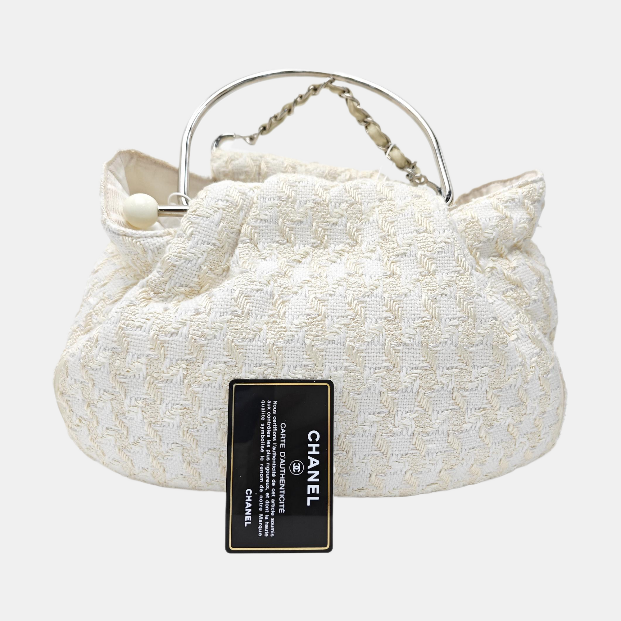 Fabric Top Handle Bag White