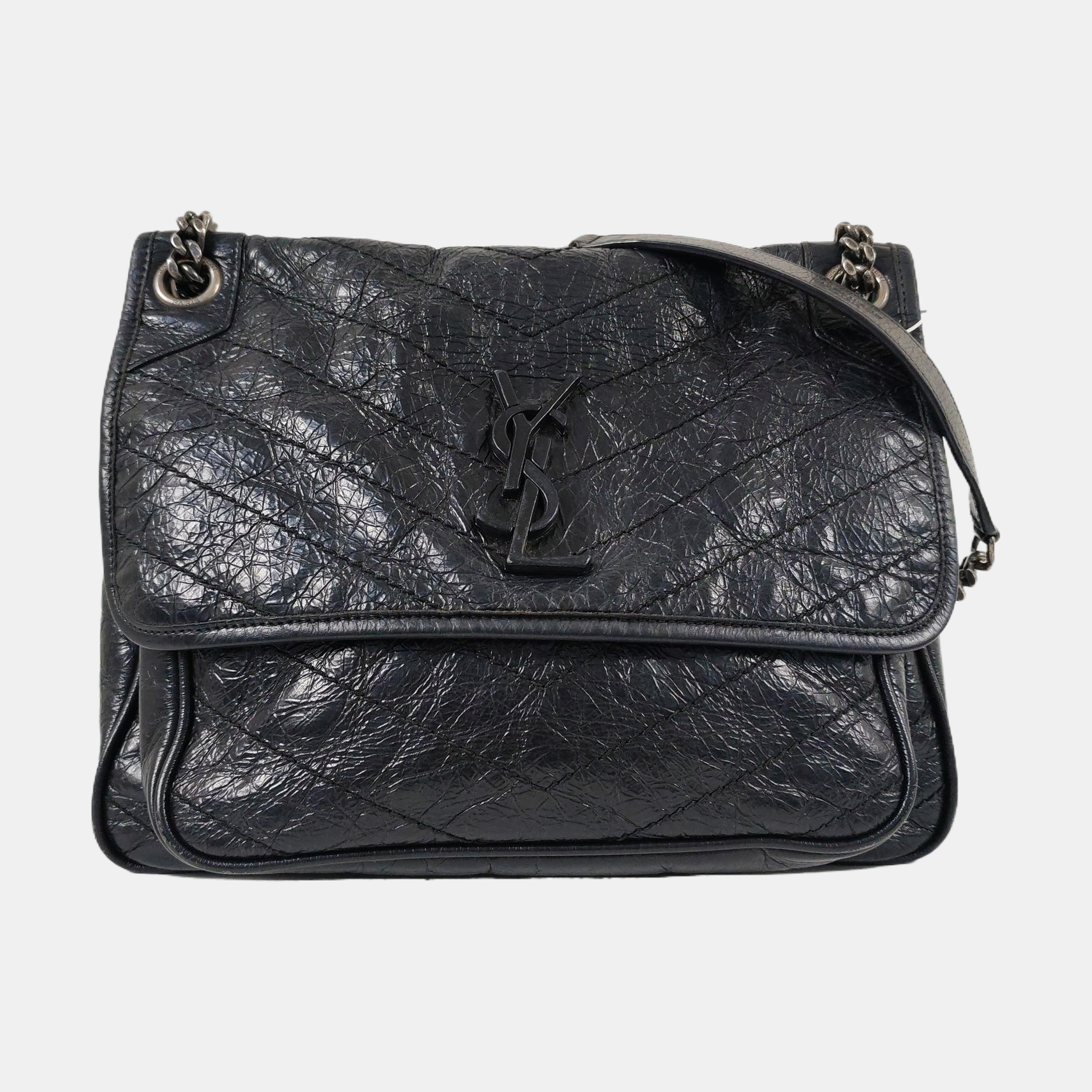 NIKI Medium Chevron Calfskin Black