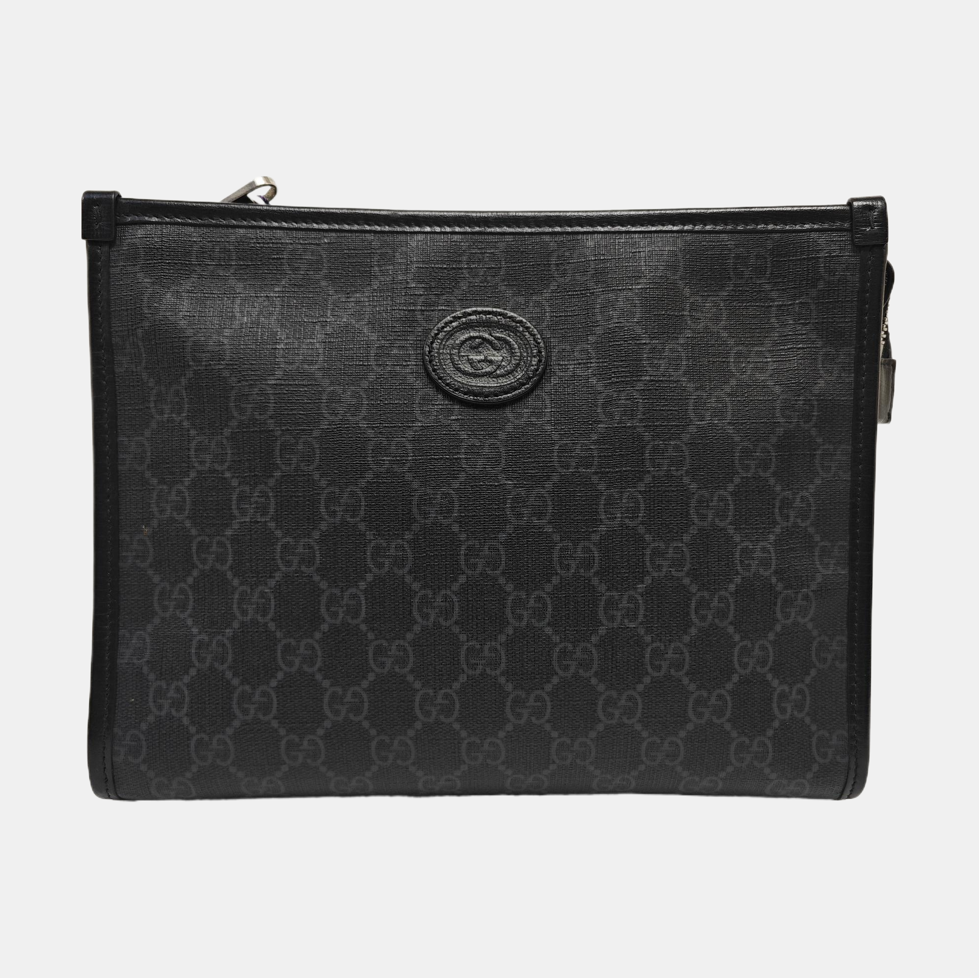 Coated Canvas Clutch Black