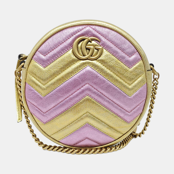 GG Marmont Mini Quilted Calfskin Gold