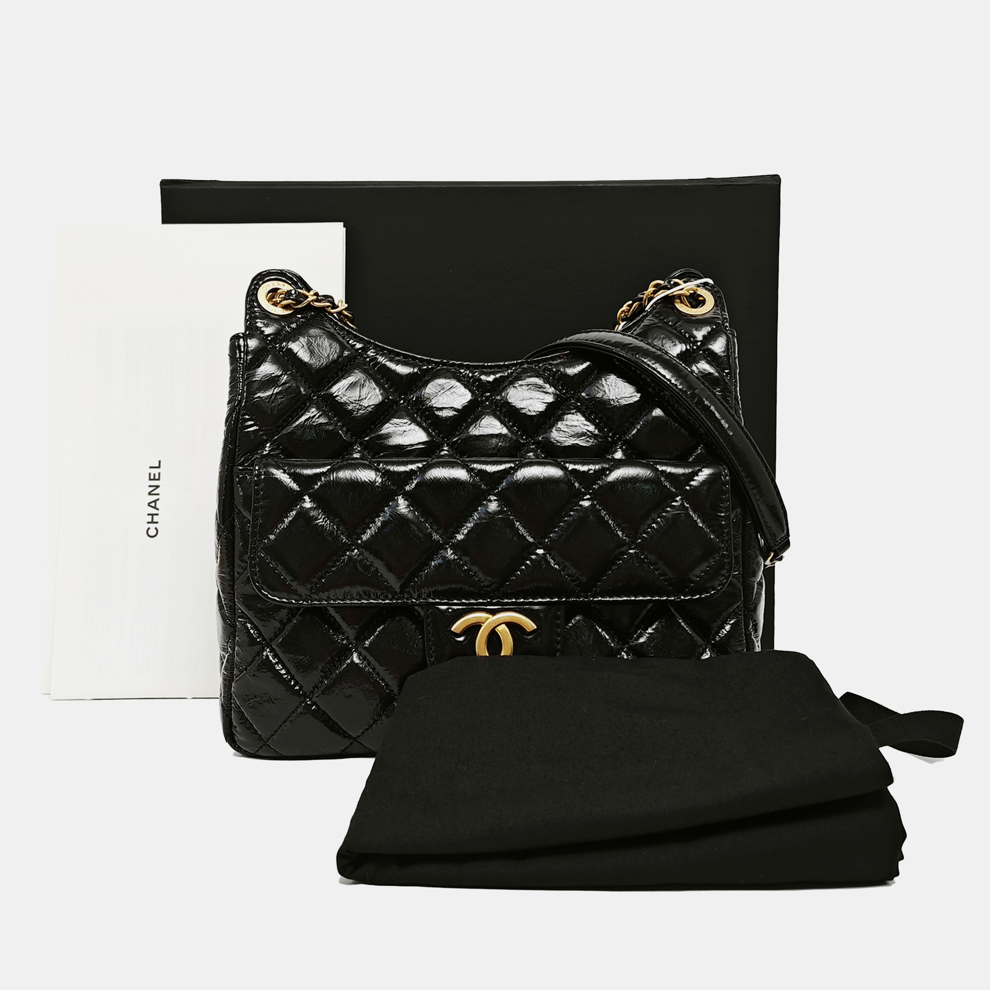 23C HOBO Medium Quilted Calfskin Black