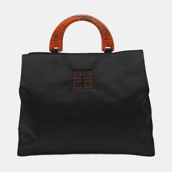 Nylon Top Handle Bag Black