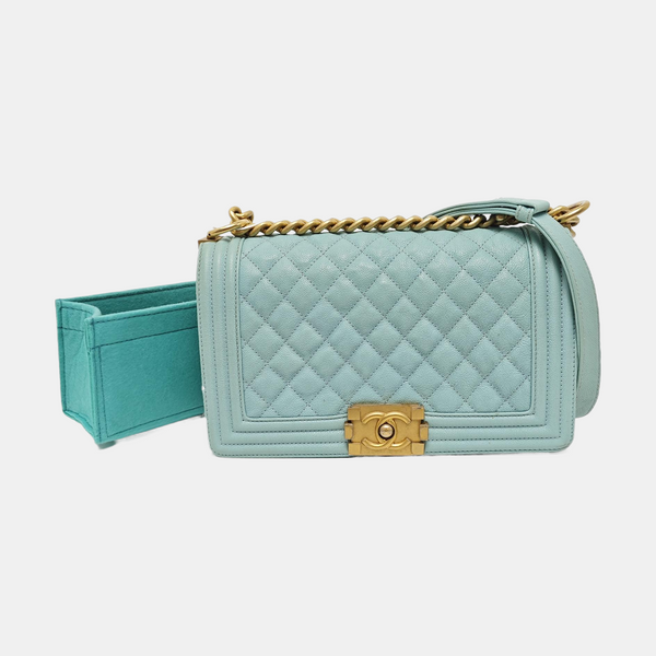 BOY CHANEL Medium Quilted Grained Calfskin Blue