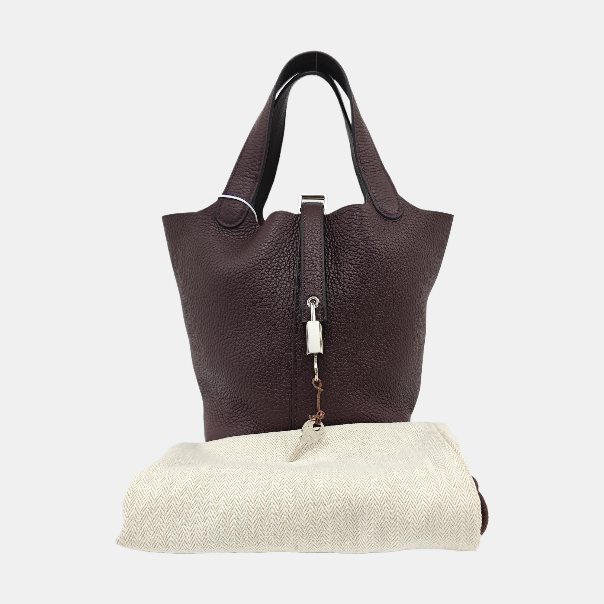 Authenticated pre-owned  Picotin Lock 18 Clemence Red - Bucket Bag at Looply