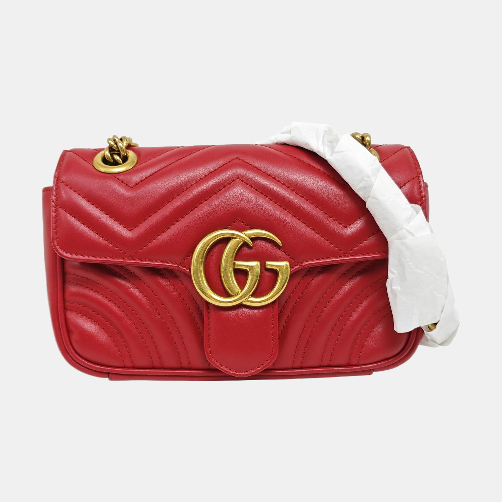 GG Marmont Small Quilted Calfskin Red