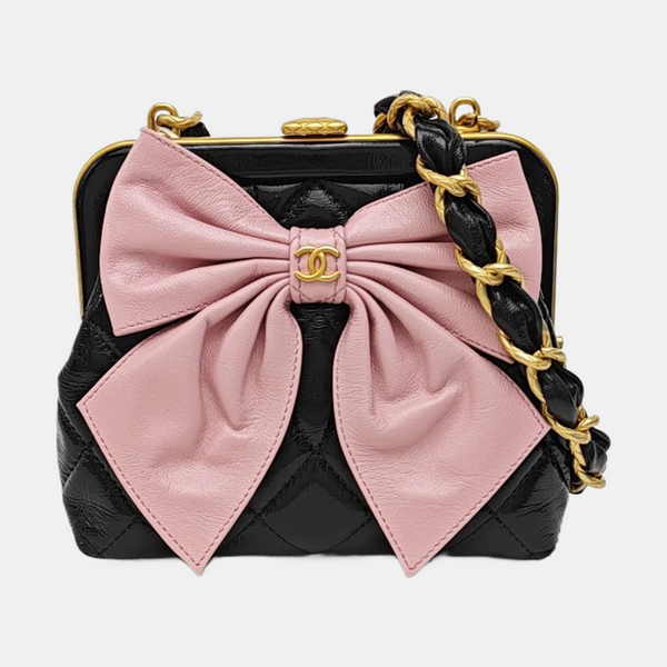 Quilted Patent Leather Shoulder Bag Black
