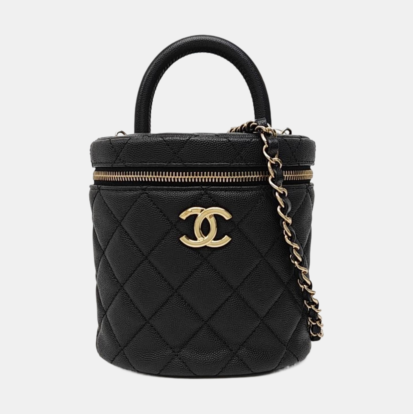 VANITY CASE Medium Quilted Grained Calfskin Black