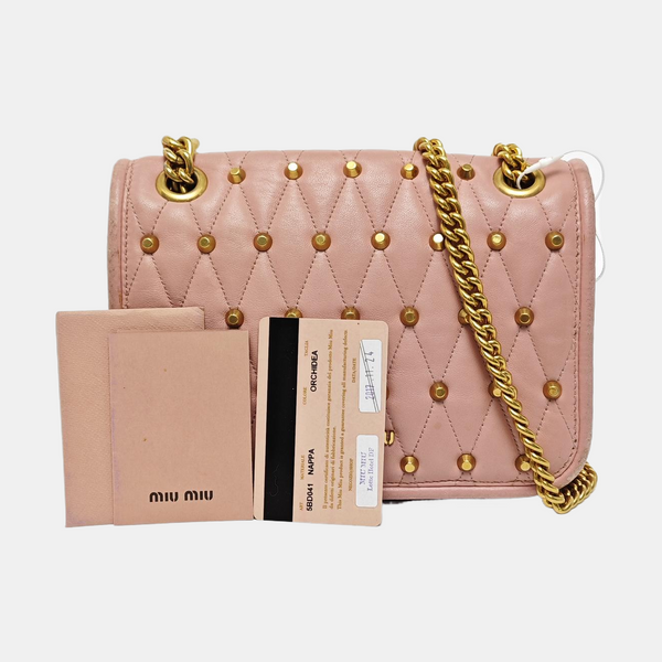 Quilted Leather Shoulder Bag Pink