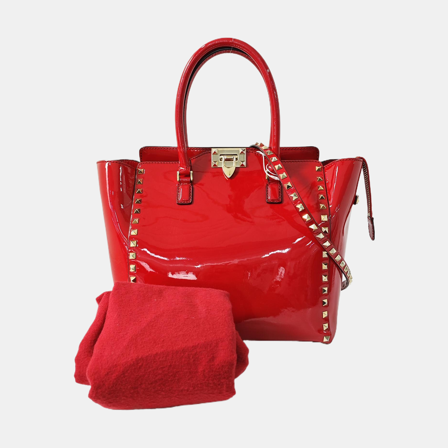 Rockstud Patent Leather Red