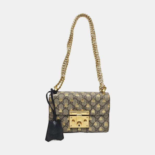 Padlock Small Monogram Coated Canvas Beige