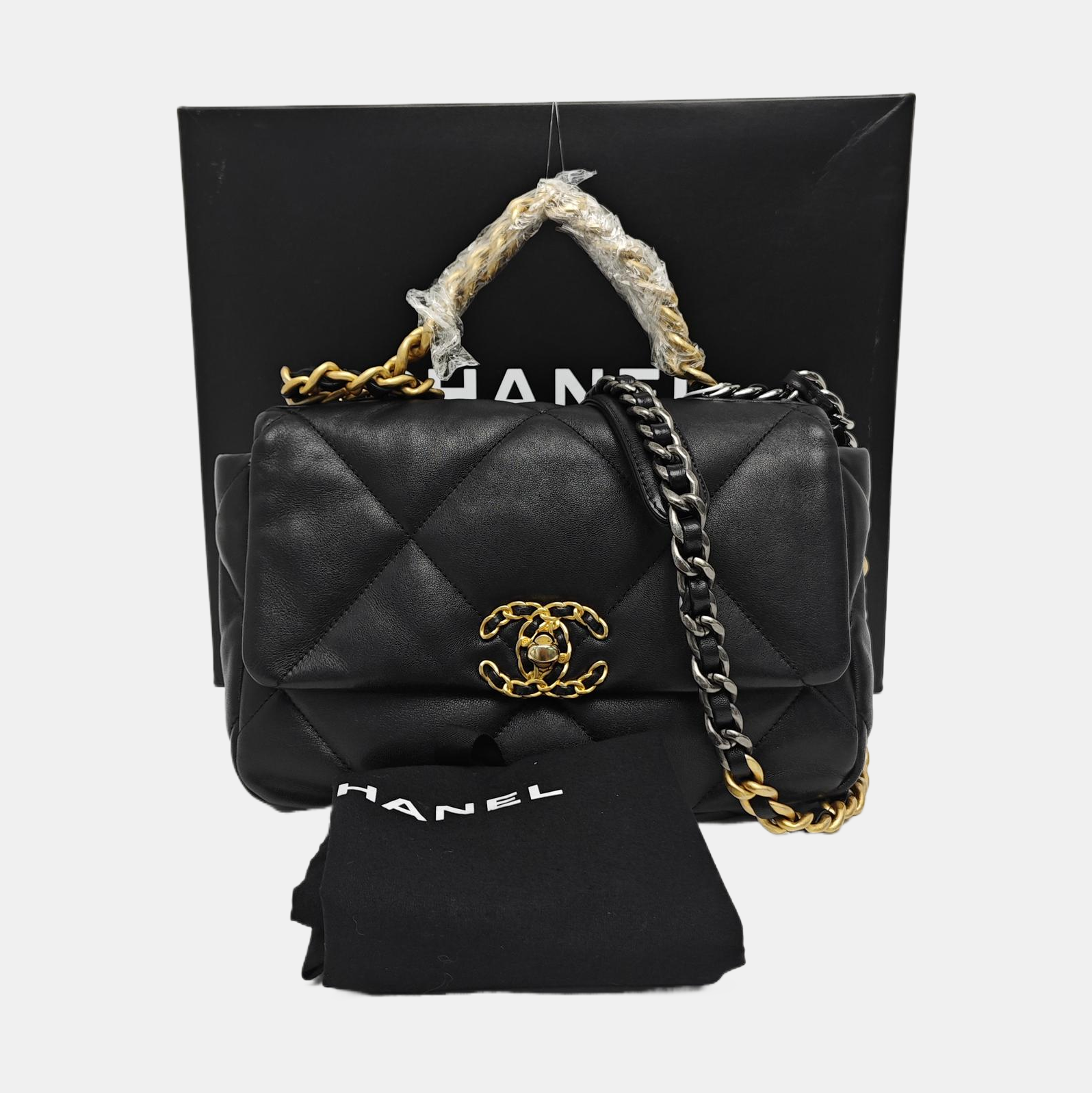 CHANEL 19 Small Quilted Lambskin Black
