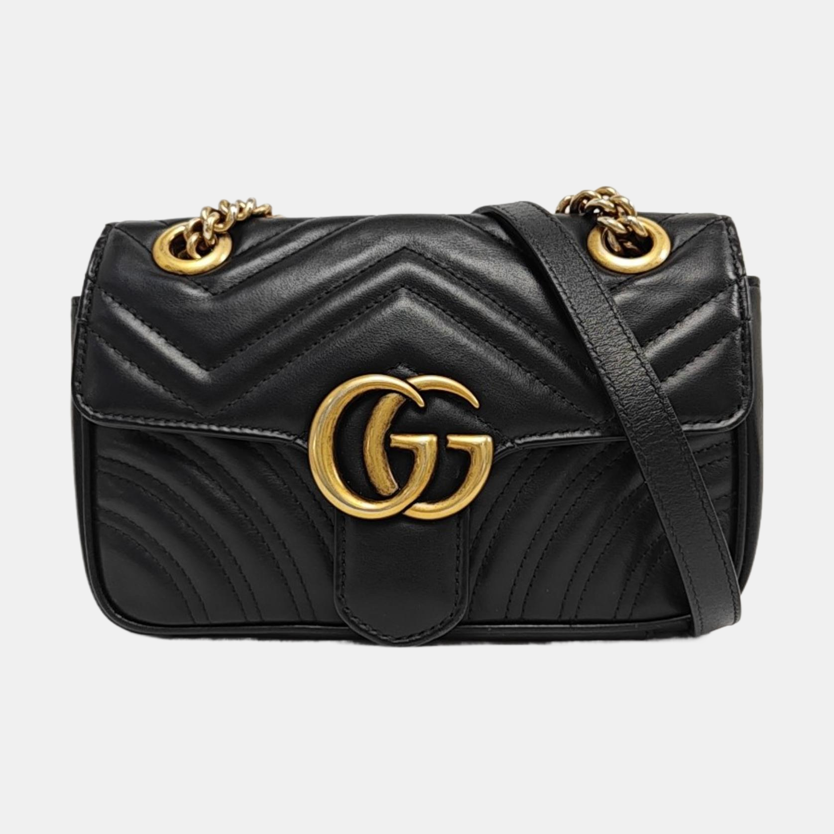 GG Marmont Small Quilted Calfskin Black