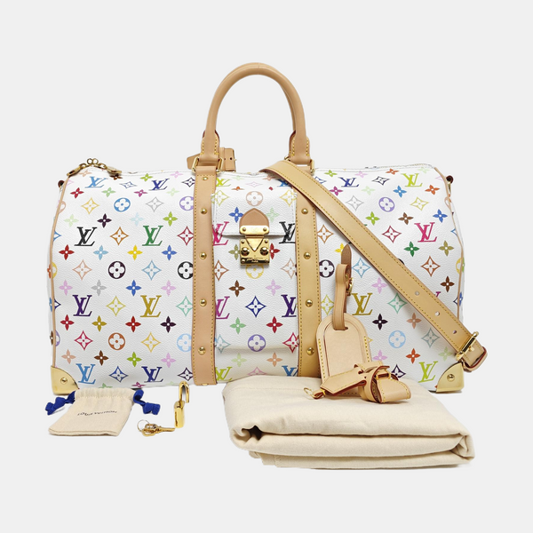 LV × TM KEEPALL 45 Monogram Coated Canvas White