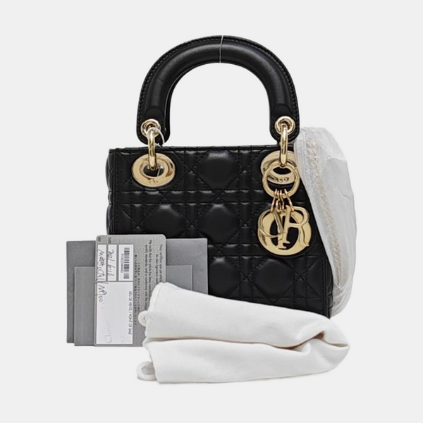 Lady Dior Mini Cannage Lambskin Black