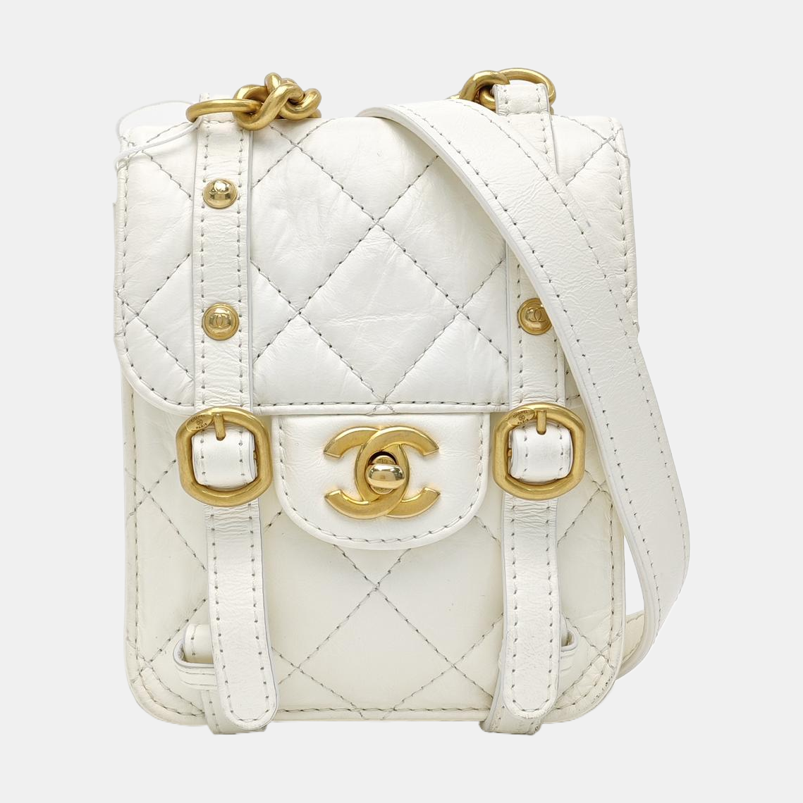 Quilted Calfskin Shoulder Bag Mini White