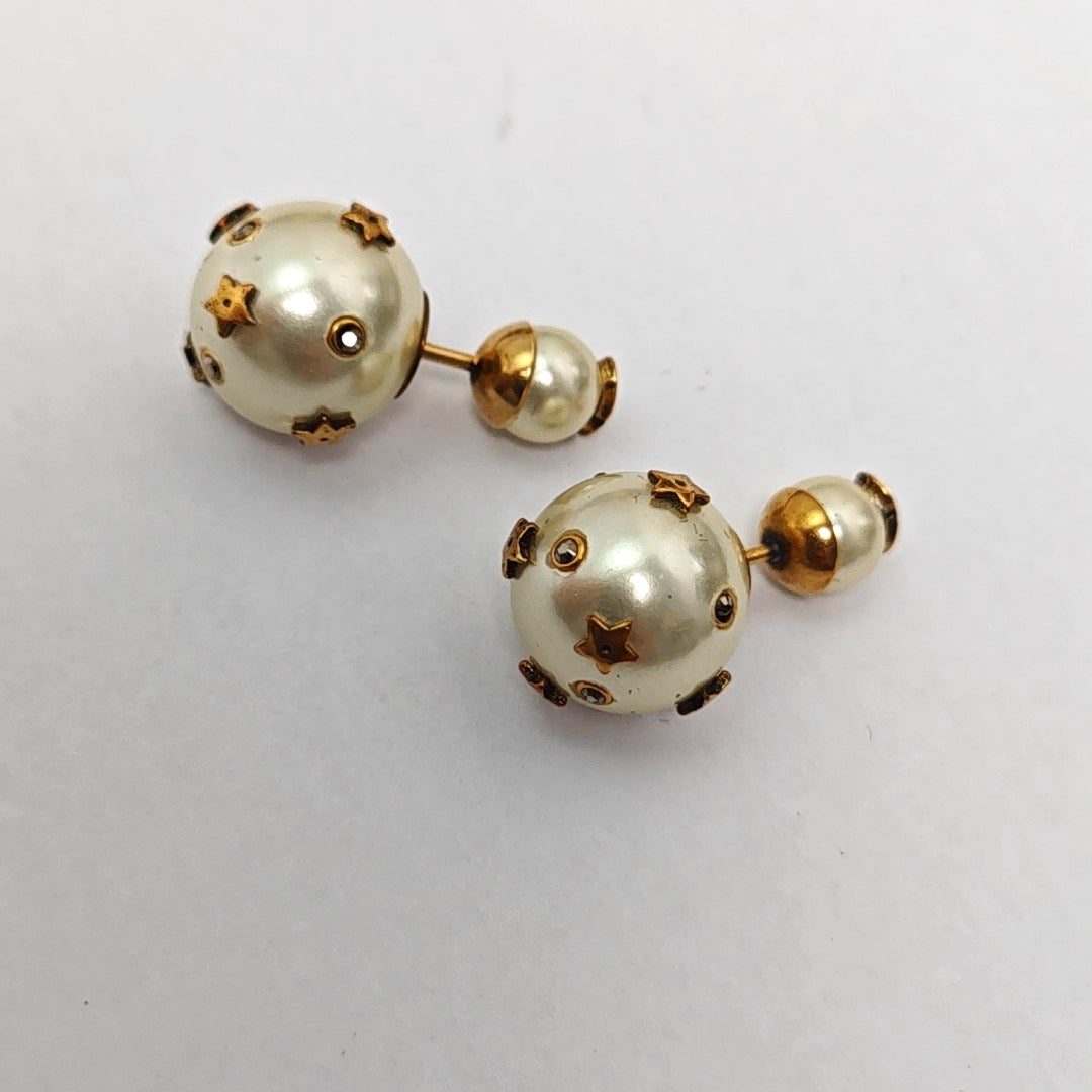 Dior Tribales Metal White Stud Earrings